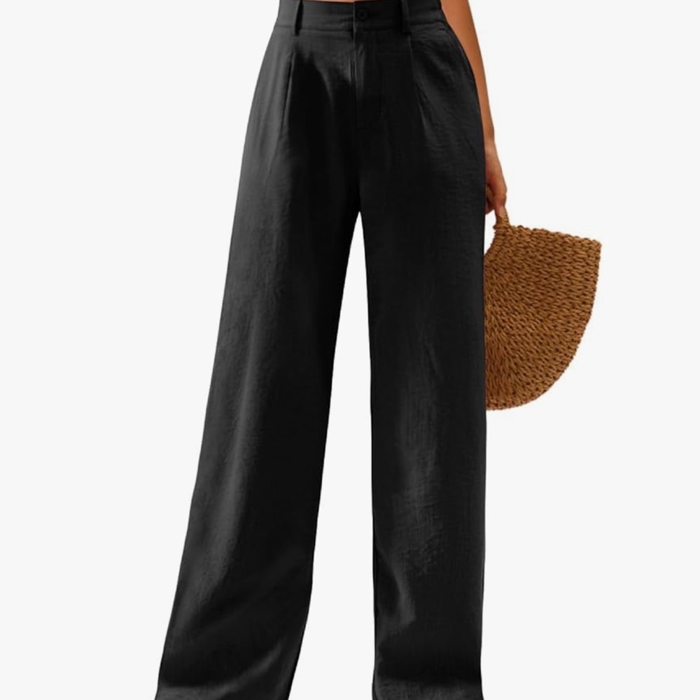 Black Wide-Leg High-Waisted Pants